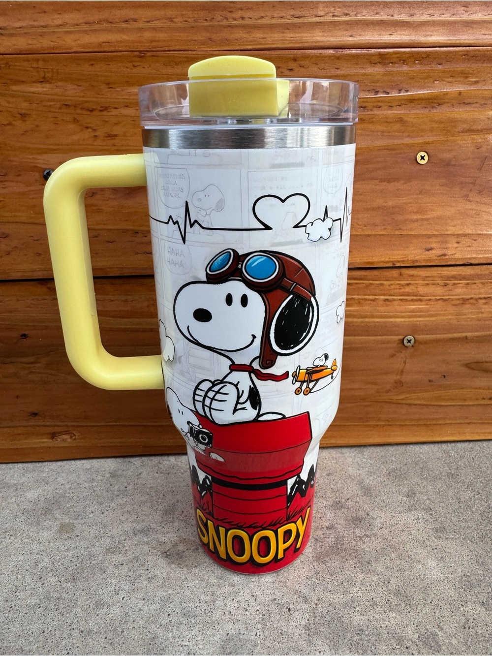 Peanuts Snoopy Pilot Stanley Tumbler  with Yellow Handle-40oz